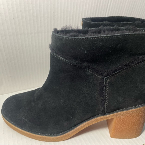 UGG Black Heeled Boots with Suede Finish - Picture 2 of 12